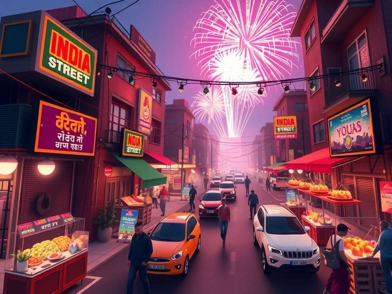 Indian Street Vāda festival event with fireworks